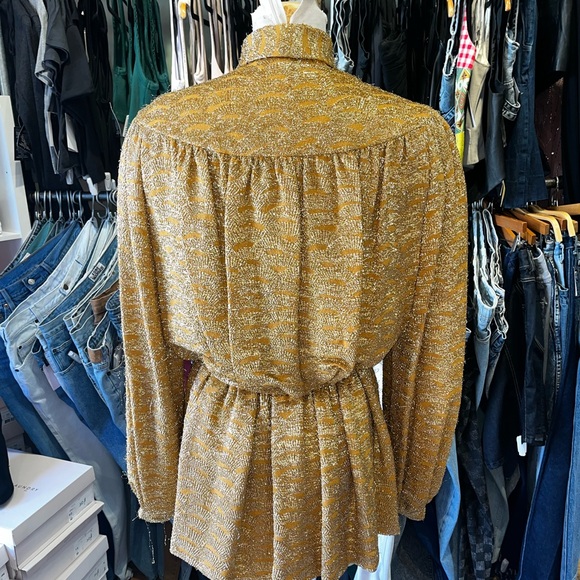 Vintage 70s lamé ascot Disco Party Top - Picture 3 of 4